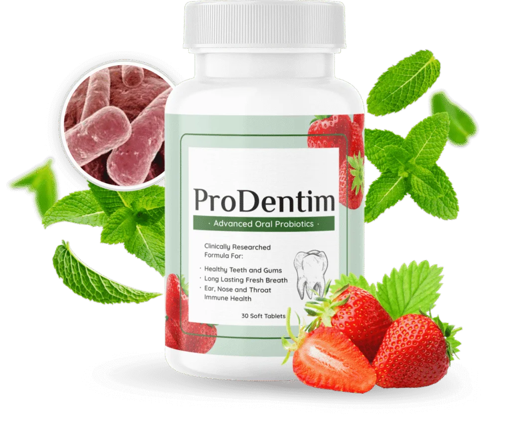 ProDentim Review oral probiotic supplement bottle for teeth gums and fresh breath support